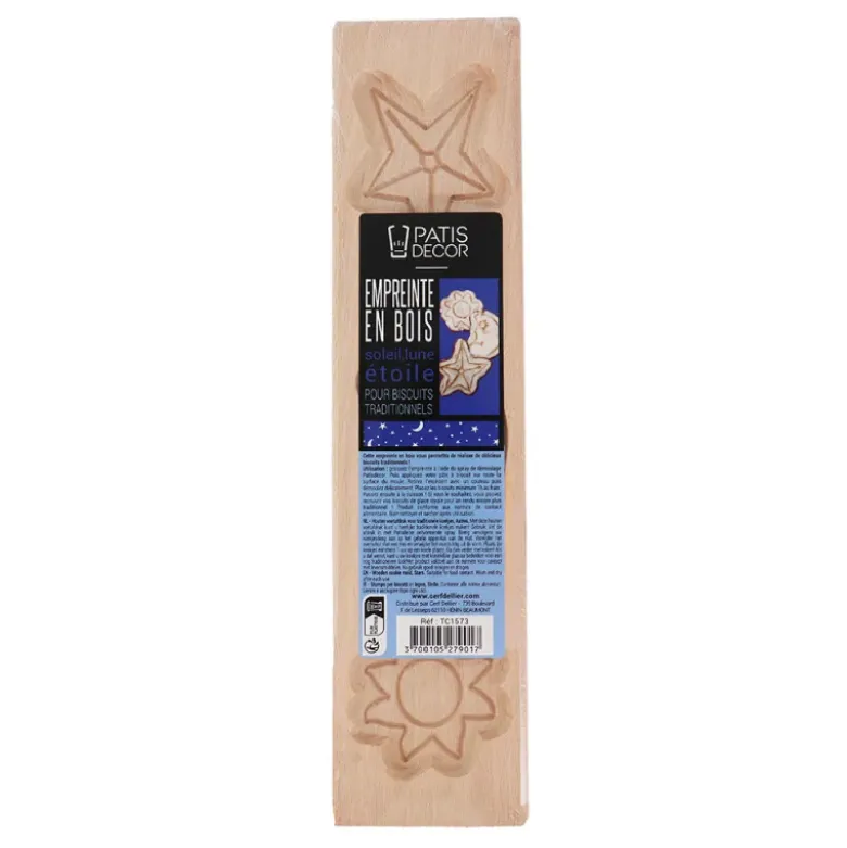 Moule à spéculoos en bois 3 astres