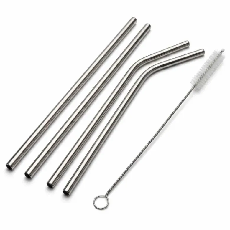 Paille en inox avec goupillon (x4)