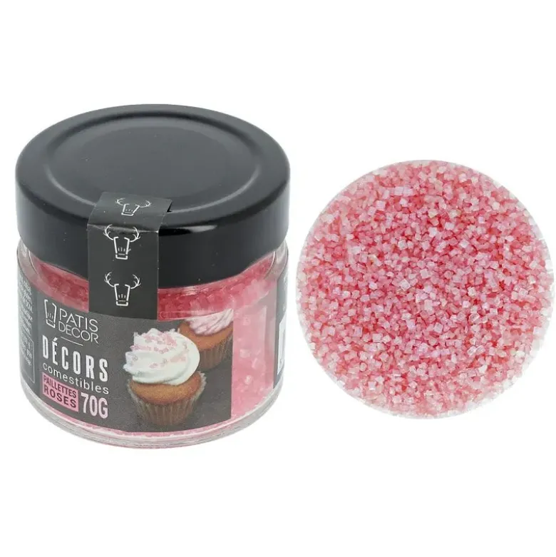 Paillettes alimentaires roses