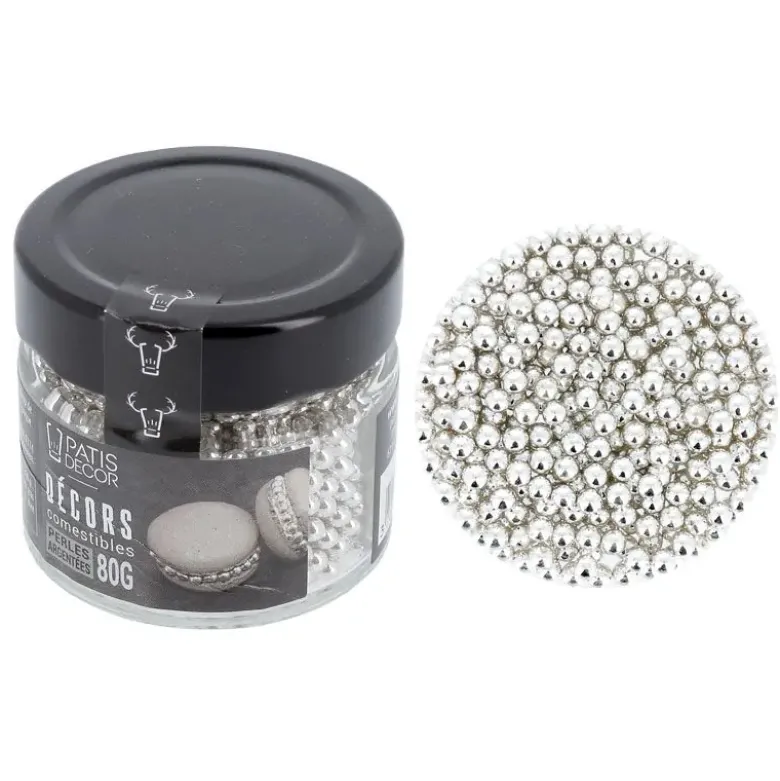 Perles argentées comestibles