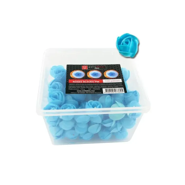 Petites roses bleues en azyme (x100)