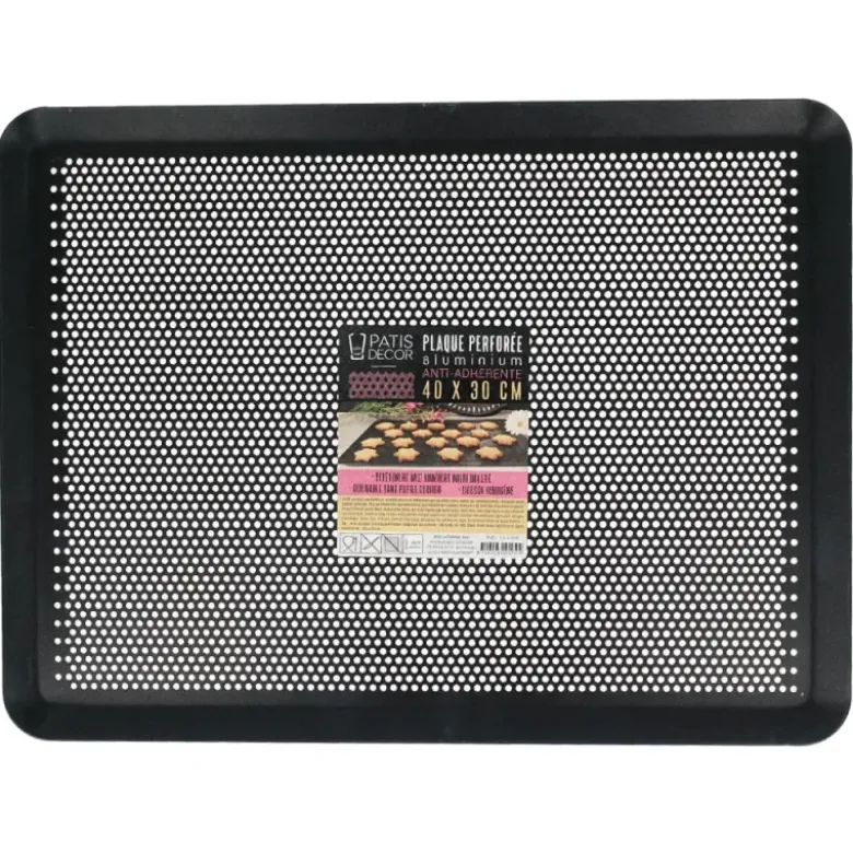 Plaque à pâtisserie plate perforée anti-adhérente - 40 x 30 cm
