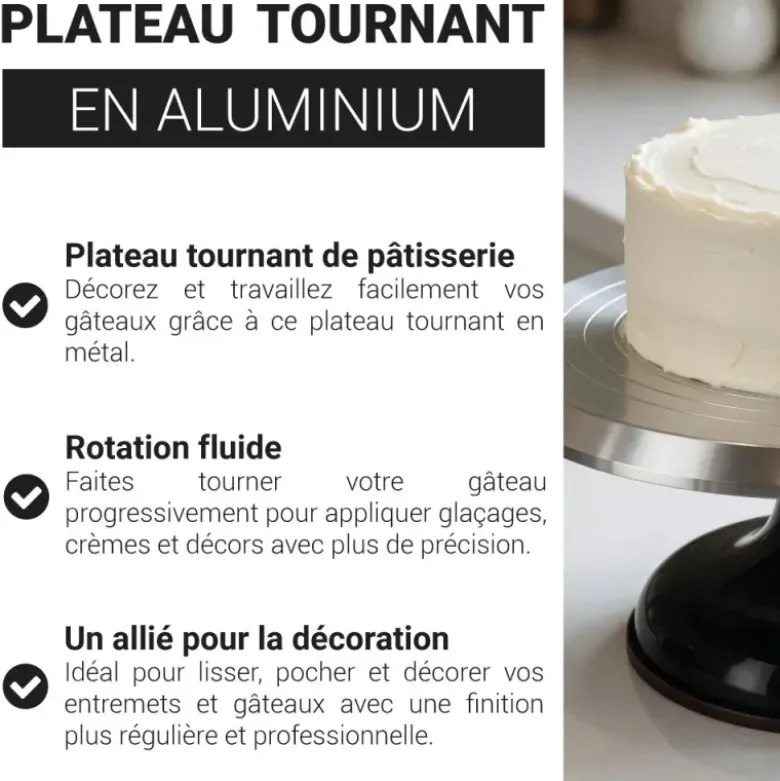 Plateau tournant pâtisserie en métal