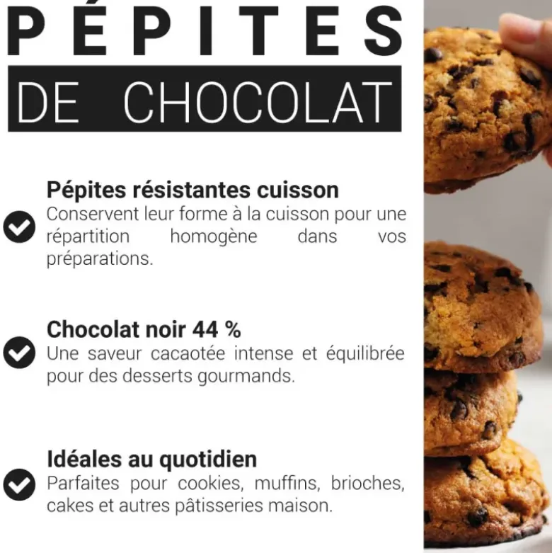 Pépites de chocolat noir - 44% de cacao - 250g