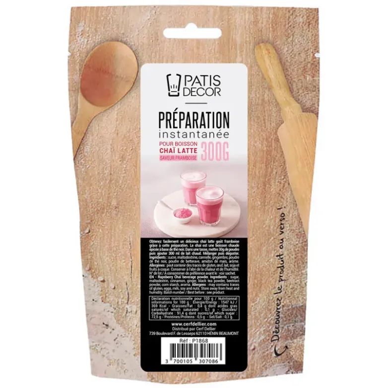 Préparation instantanée pour boisson Chaï Latte saveur framboise - 300 g