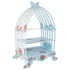 Présentoir cage à oiseaux bleu