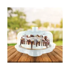 Présentoir cloche à gâteau sur pied 28 cm