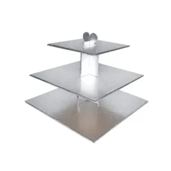 Présentoir cupcakes argent carré - hauteur 33 cm