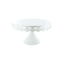 Présentoir gâteau blanc broderie Ø 30 cm