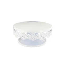 Présentoir gâteau blanc broderie Ø 15 cm