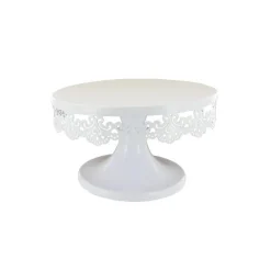 Présentoir gâteau blanc broderie Ø 18 cm