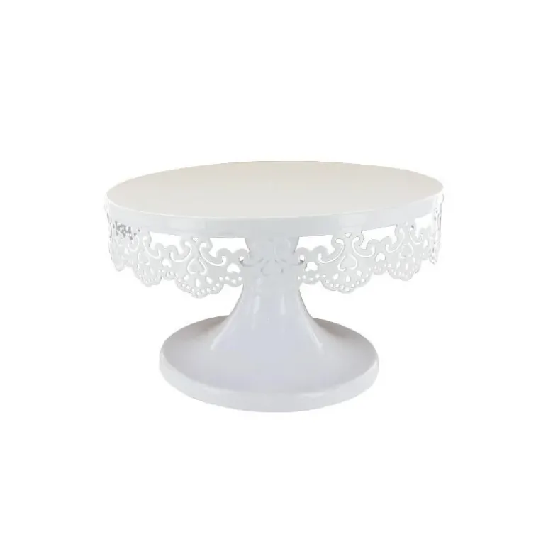 Présentoir gâteau blanc broderie Ø 18 cm