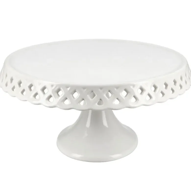 Présentoir gâteau en céramique dentelle fantaisie 25 cm