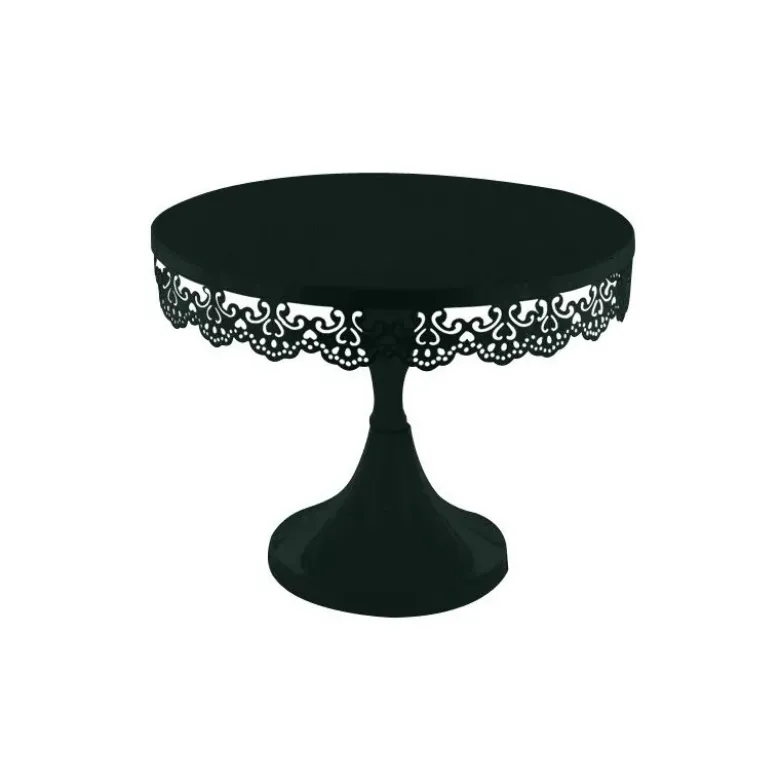Présentoir gâteau noir broderie Ø 23 cm