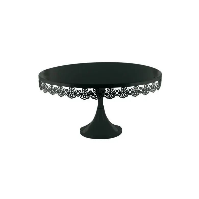 Présentoir gâteau noir broderie Ø 35 cm