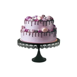 Présentoir gâteau noir broderie Ø 35 cm