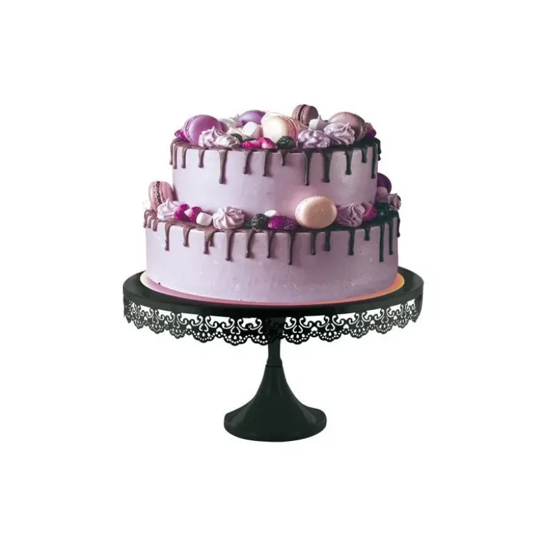 Présentoir gâteau noir broderie Ø 35 cm