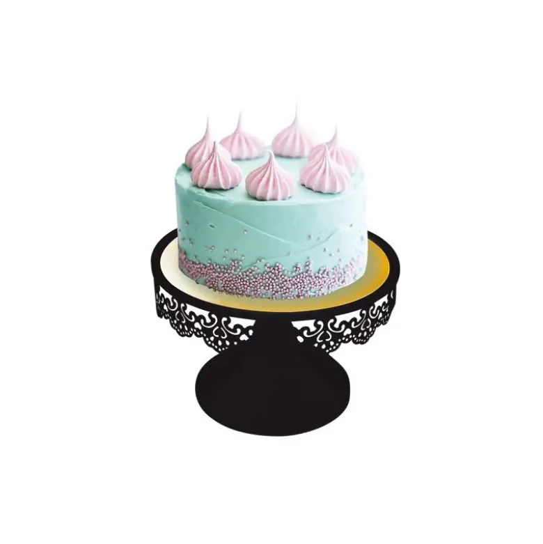 Présentoir gâteau noir broderie Ø 18 cm