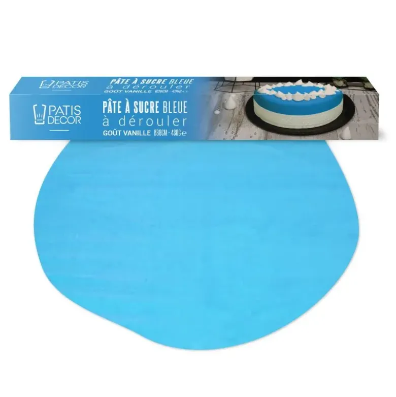 Pâte à sucre bleue étalée - DDM 10/26