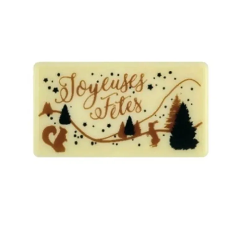 Rectangles chocolat blanc Joyeuses Fêtes (x 64)