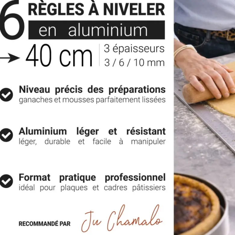6 règles à niveler en aluminium 40cm