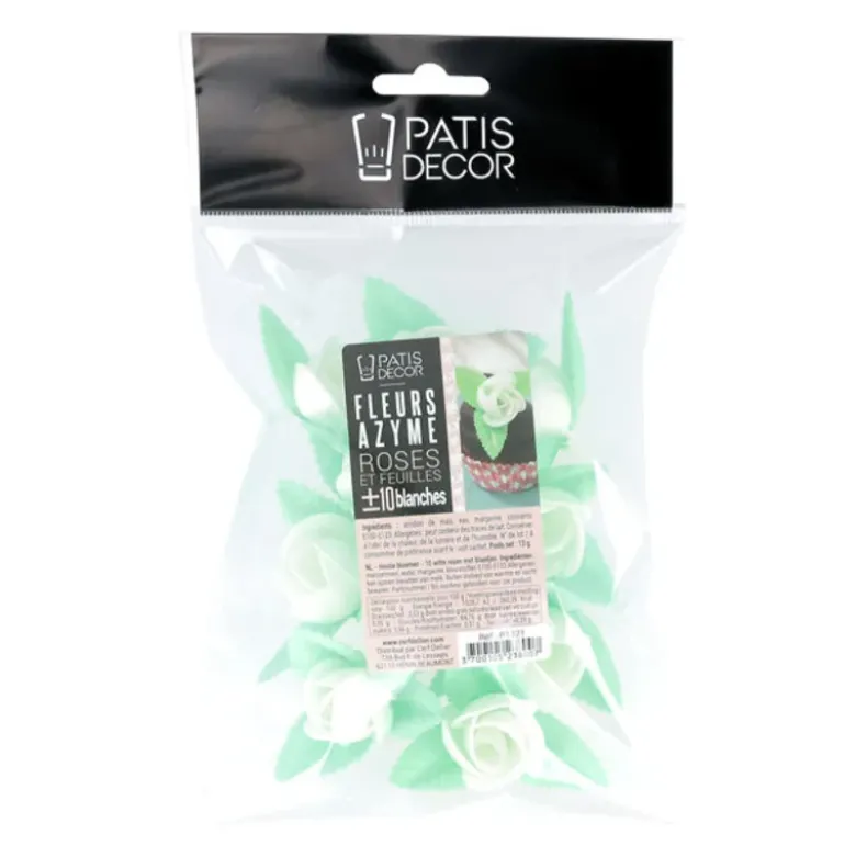 Roses blanches avec feuilles x10