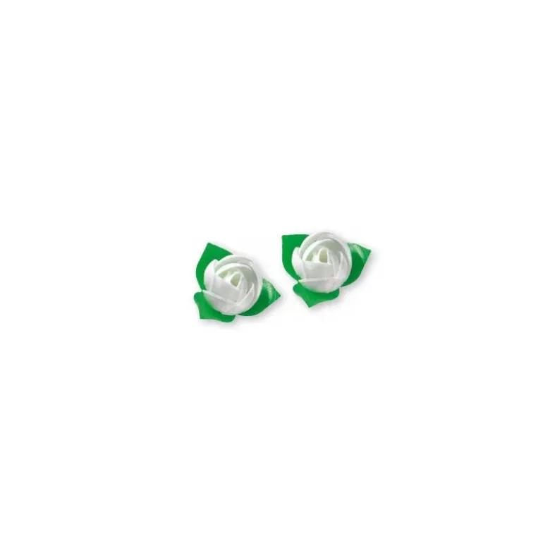 Roses blanches avec feuilles x10