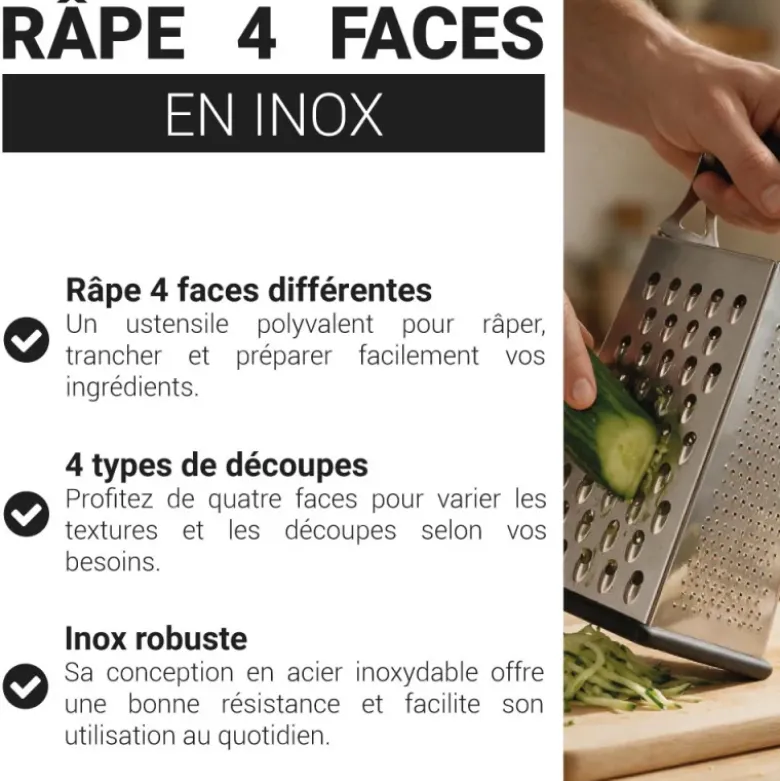 Râpe 4 faces en inox