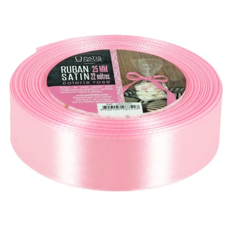 Ruban rose satiné - 22 m