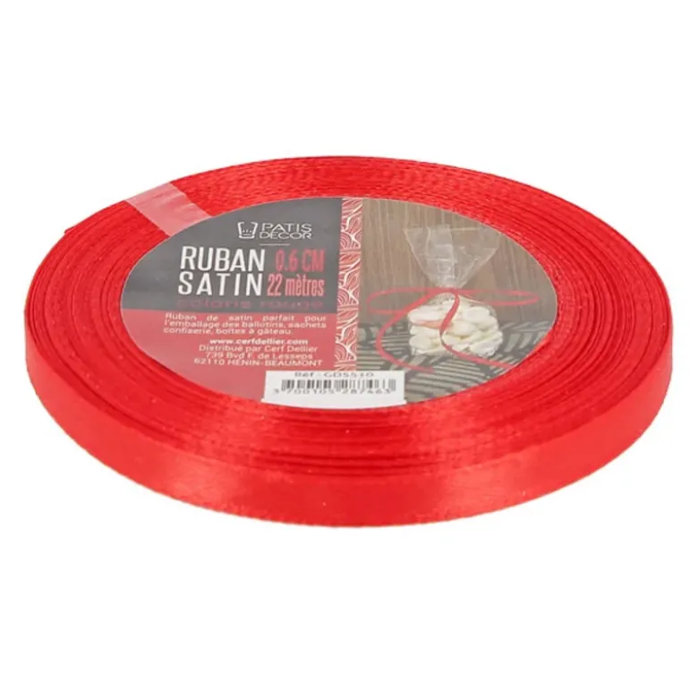 Ruban rouge satiné - 22 m