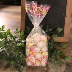 5 sachets fond carton œufs de Pâques + liens- 10 x 22 cm