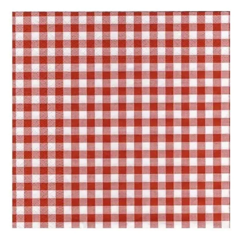 50 Serviettes de table vichy rouge