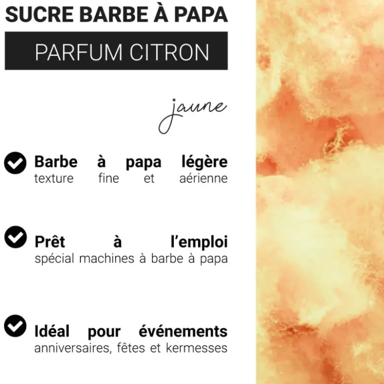 Sucre barbe à papa parfum citron
