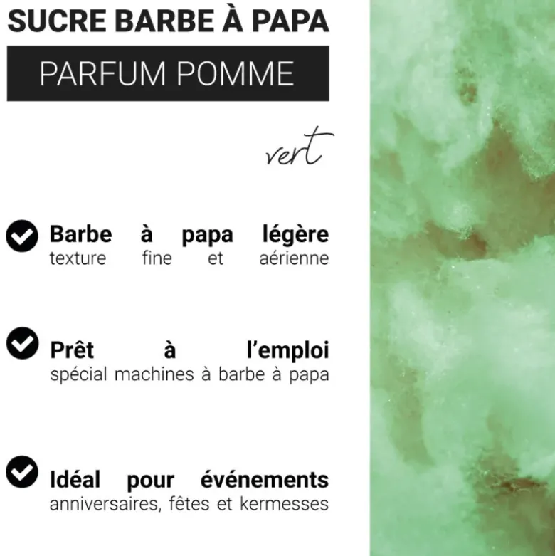 Sucre barbe à papa parfum pomme verte