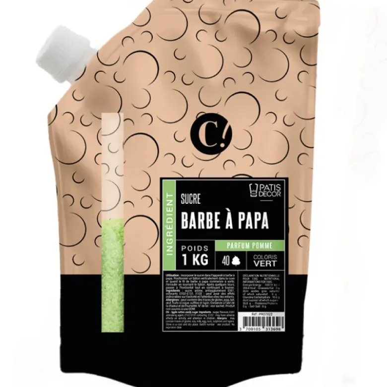 Sucre barbe à papa parfum pomme verte
