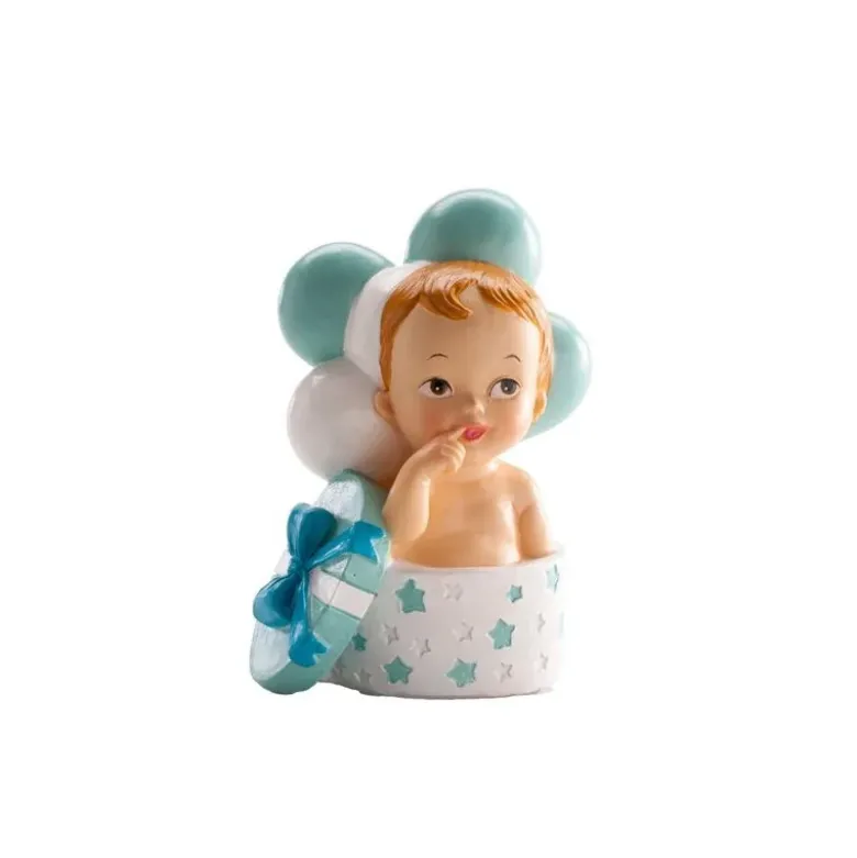Sujet de baptême bébé garçon dans boîte à cadeau