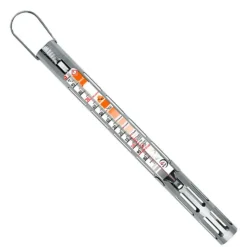Thermomètre confiseur gaine inox +80 +200°C avec zones couleurs