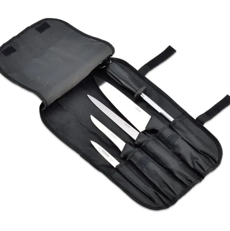 trousse à couteaux 5 pièces en nylon noir
